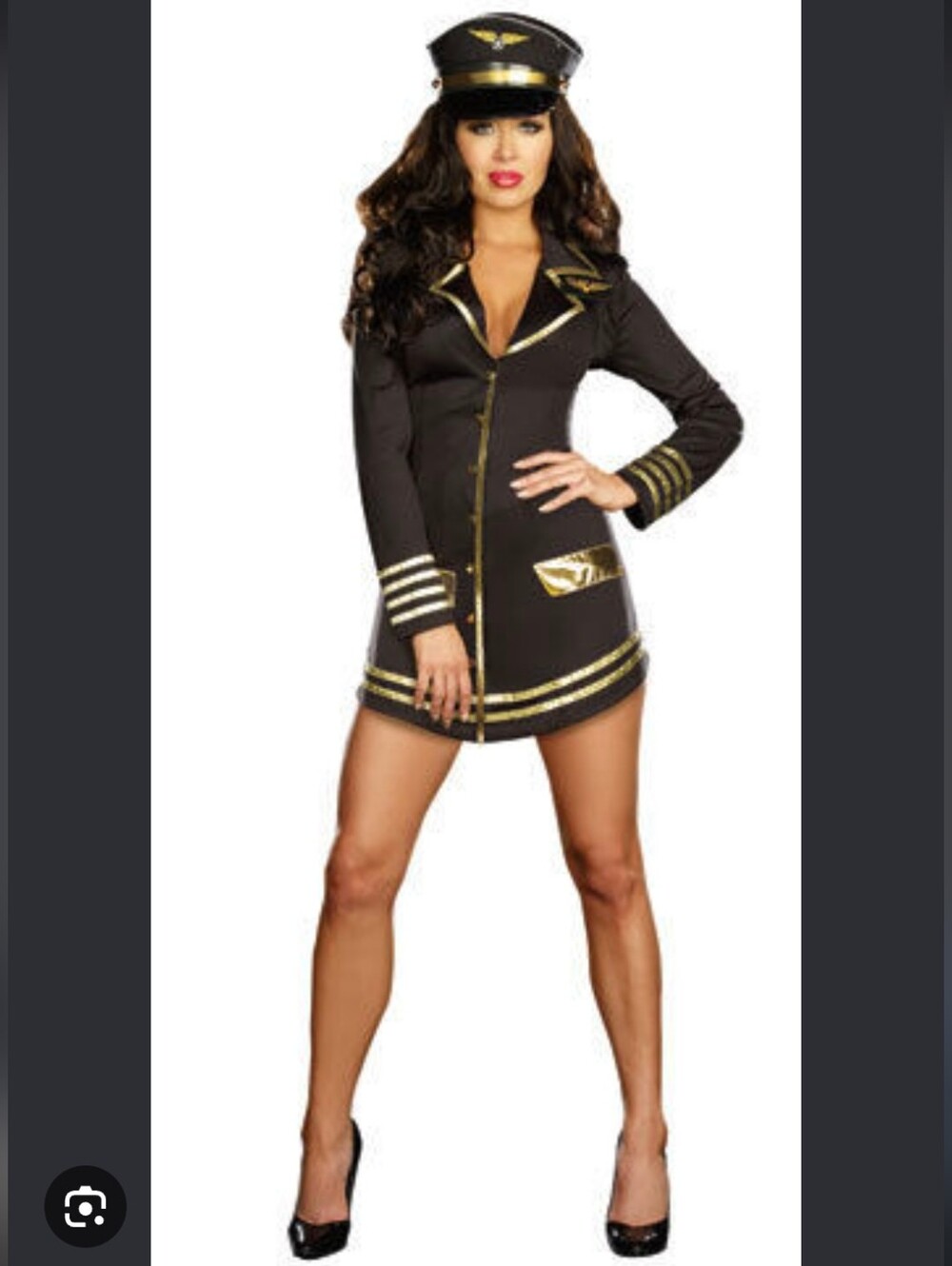 Dreamgirl Women’s Black Captain Jacket Dress with Gold Trim